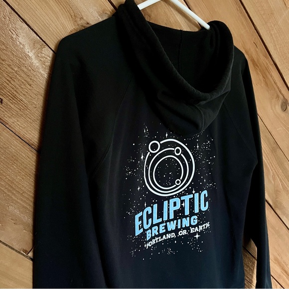 Ecliptic Brewing Black Zip-up Hoodie Size Small, Unisex fit - Picture 7 of 9